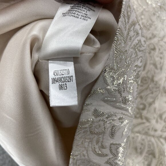 WHBM Women’s Top 2 Cream Floral Sleeveless Peplum Bodice Shimmer - Picture 7 of 12